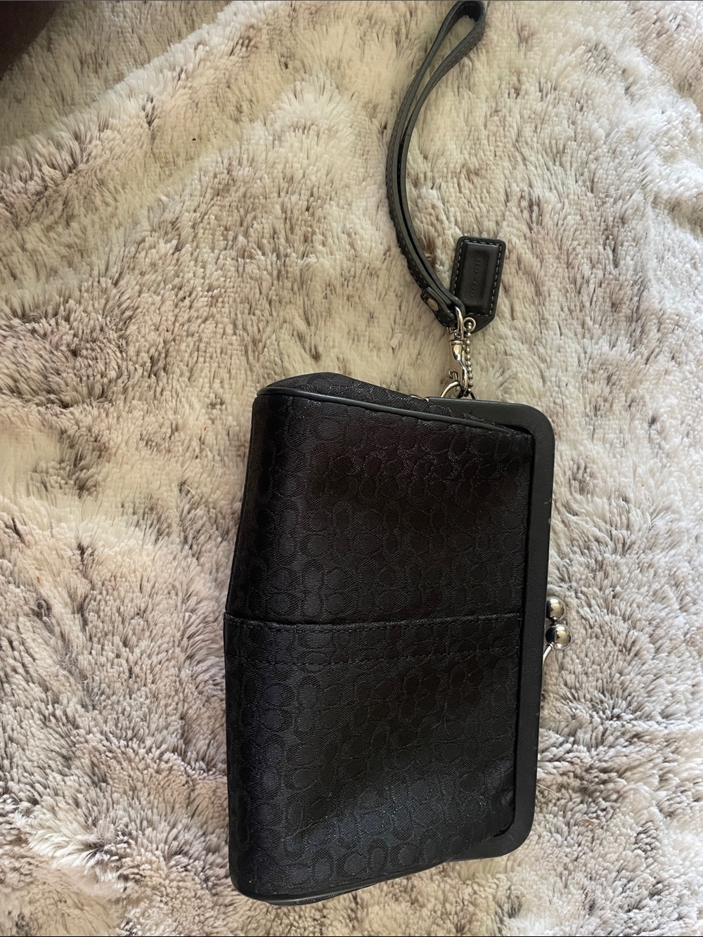 Coach Black Signature Pattern Wristlet
